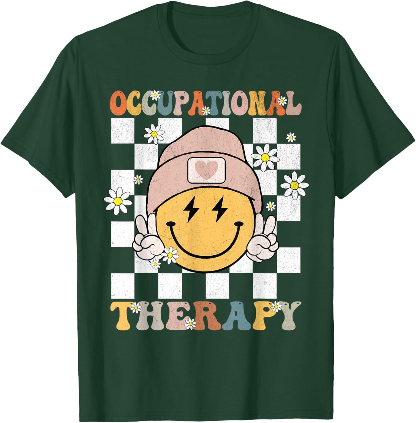 Occupational Therapy OT Therapist Groovy Retro T-Shirt - T-Shirt | Forest