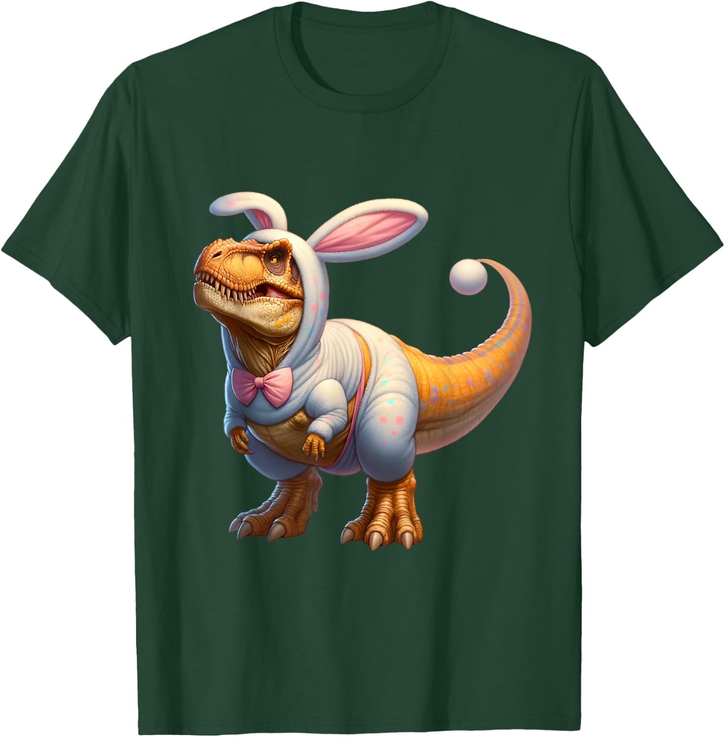 Funny easter bunny dinosaur t-rex apparel -Adults, -Kids Multicolor Cartoon Dinosaur Easter Classic Small Short Sleeve T-Shirt - T-Shirt | Forest
