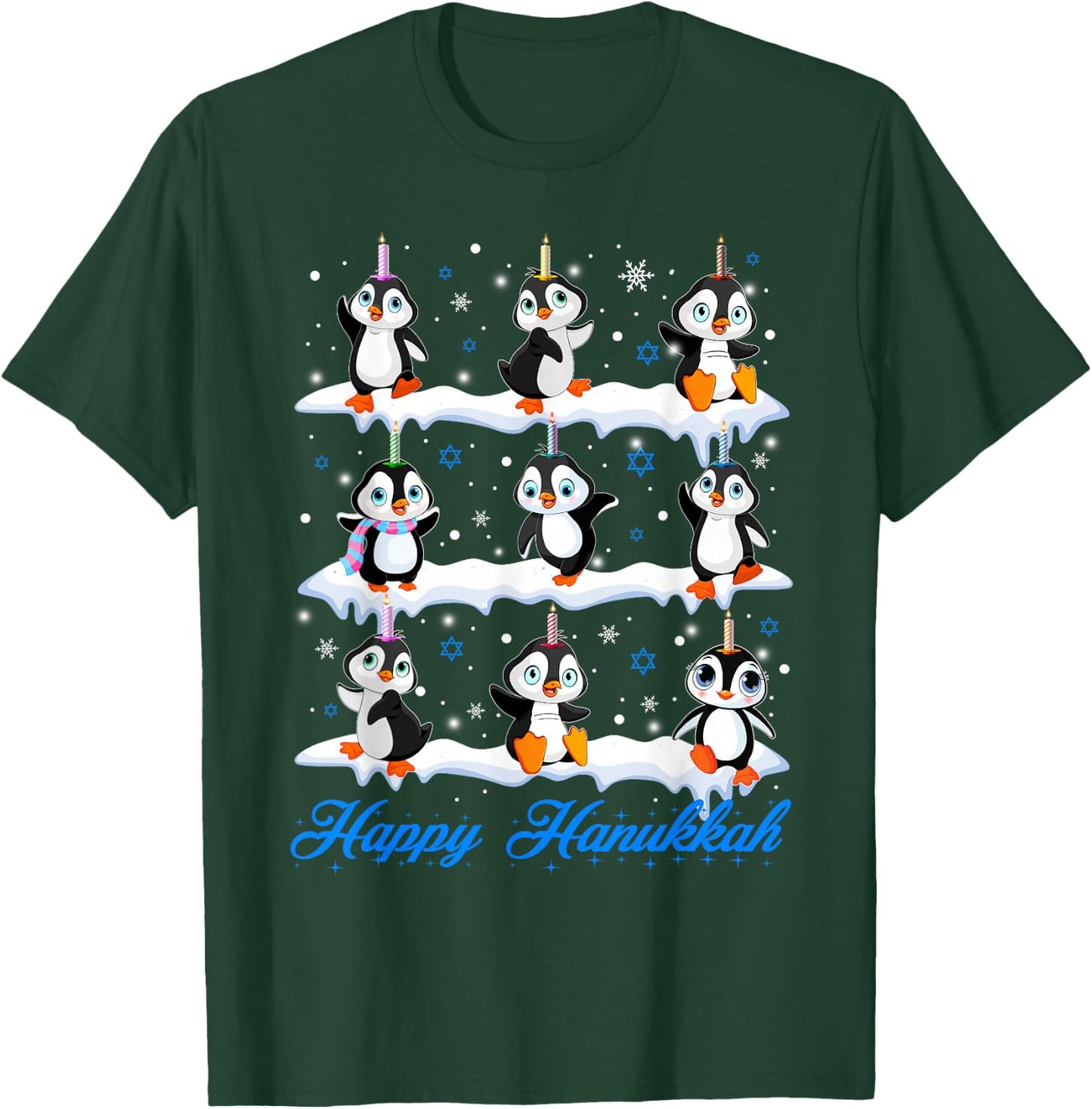 Happy Hanukkah Penguin Chanukkah Jewish Holiday Pajama T-Shirt - T-Shirt | Forest