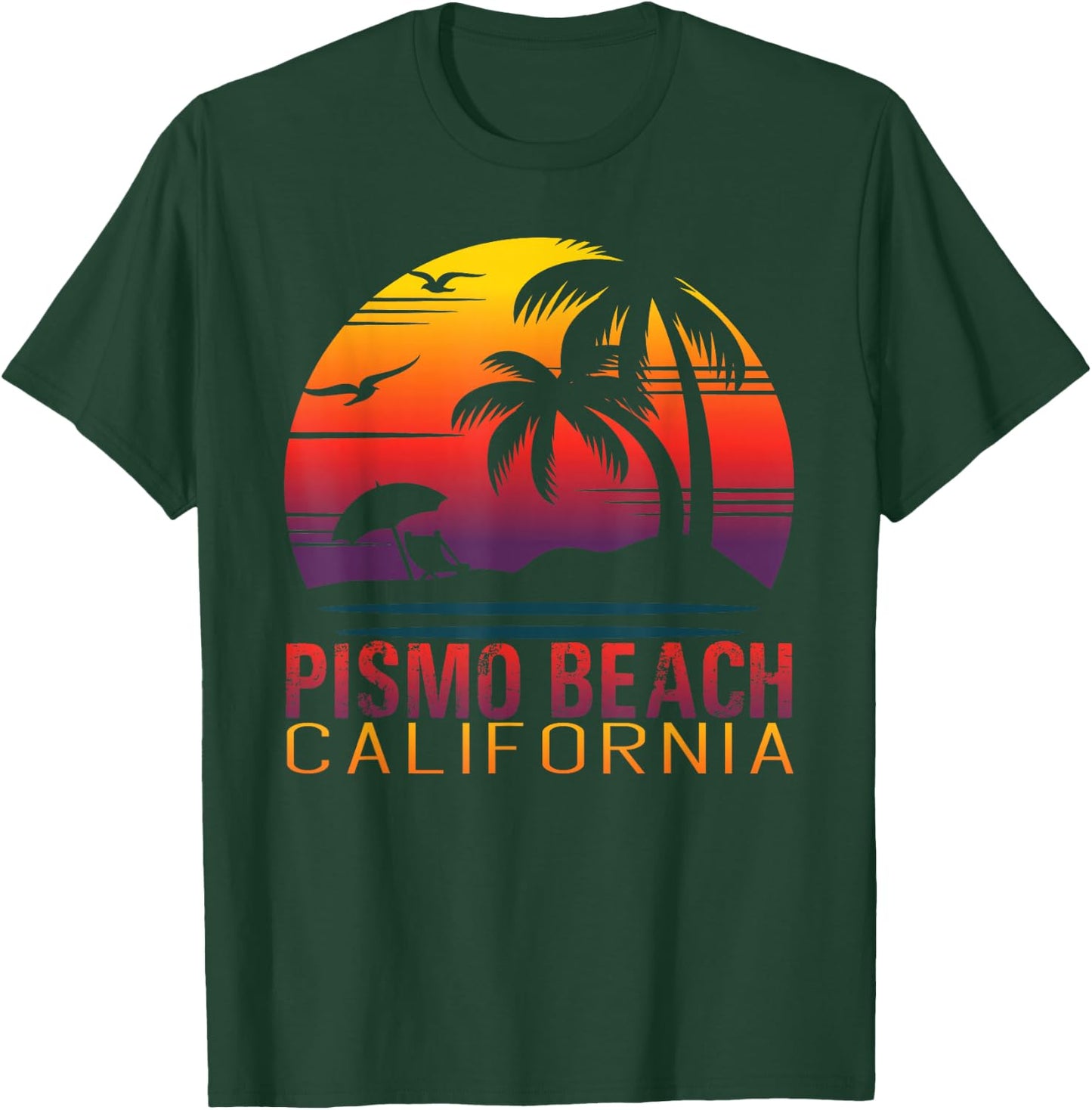 Retro Sunset Pismo Beach California Summer Vacation Gift Men Women Girls Kids T-Shirt - T-Shirt | Forest