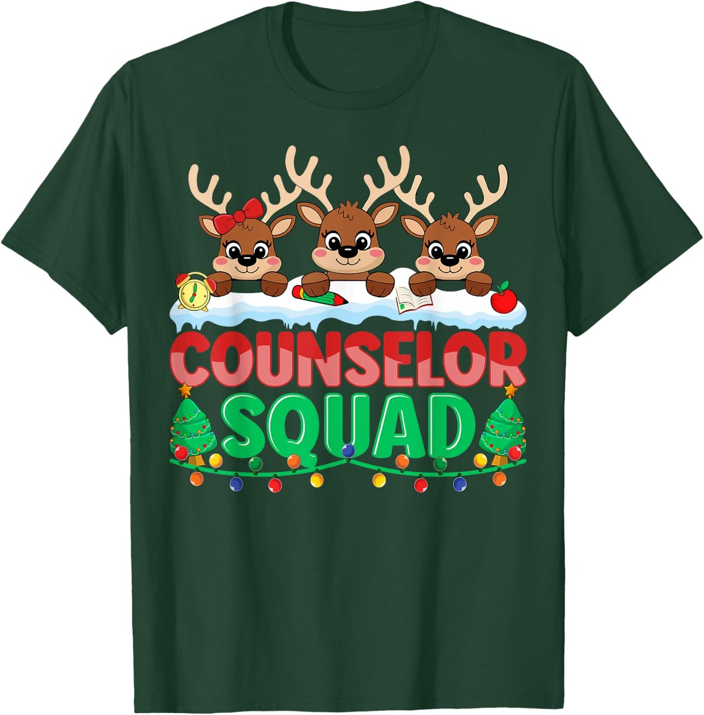 Counselor Squad Reindeer Xmas School Counselor Christmas T-Shirt - T-Shirt | Forest