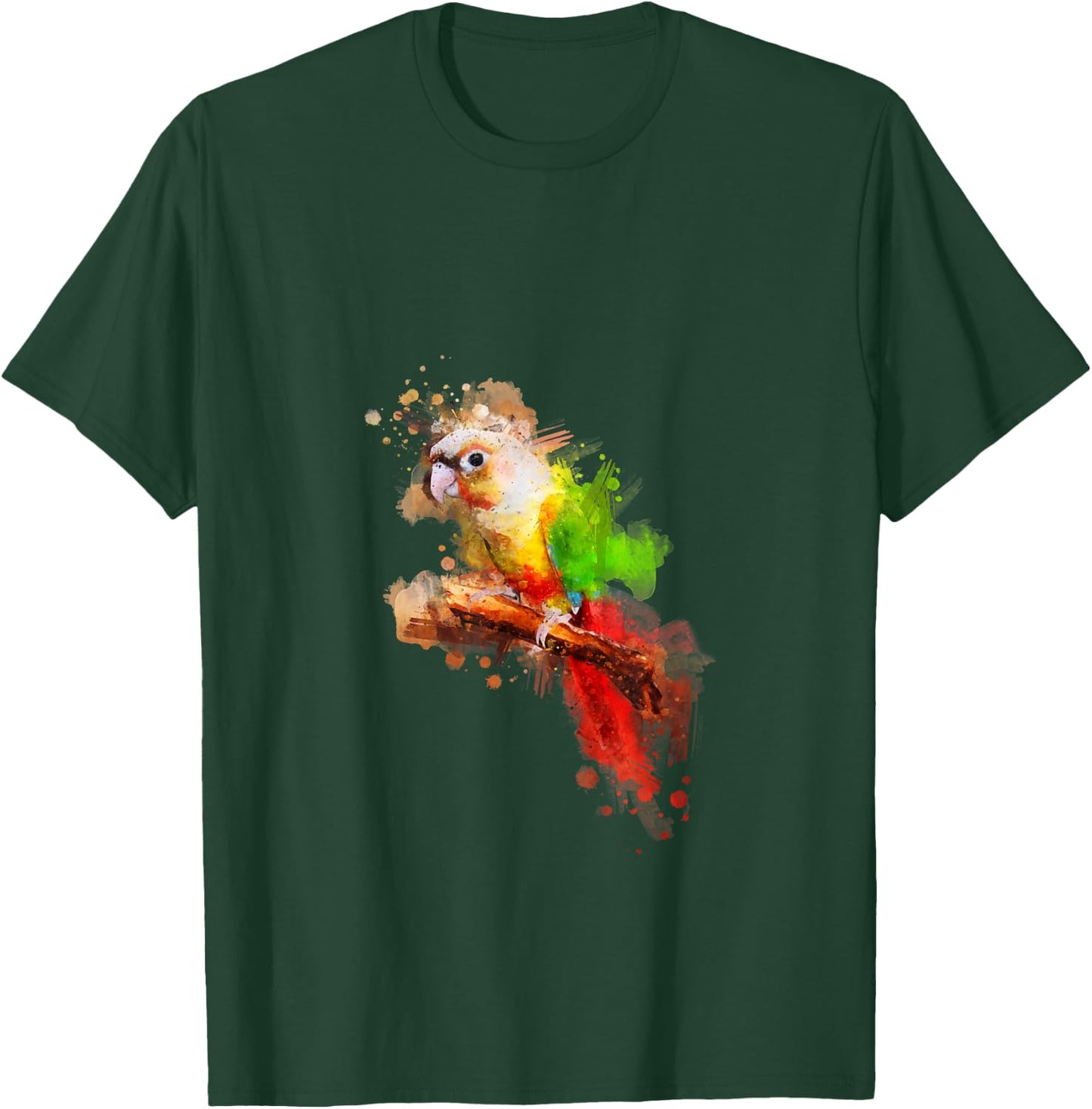 Watercolor Pineapple Green Cheek Conure parrot T-Shirt - T-Shirt | Forest