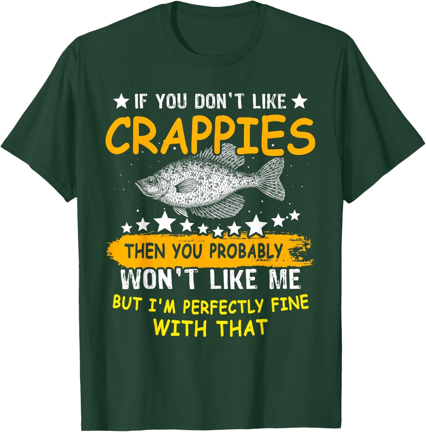 Funny Crappie Fishing Men Crappie Fisherman Black Fish T-Shirt - T-Shirt | Forest