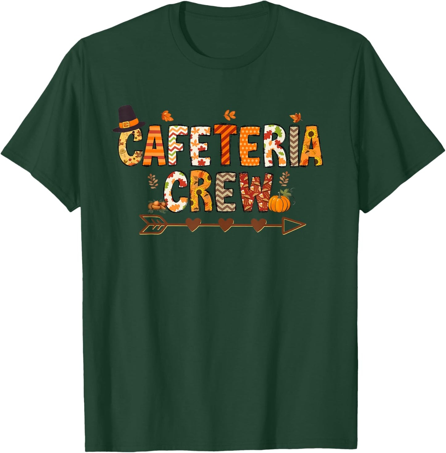 Thankful Lunch Squad Cafeteria Crew Fall Autumn Thanksgiving T-Shirt - T-Shirt | Forest