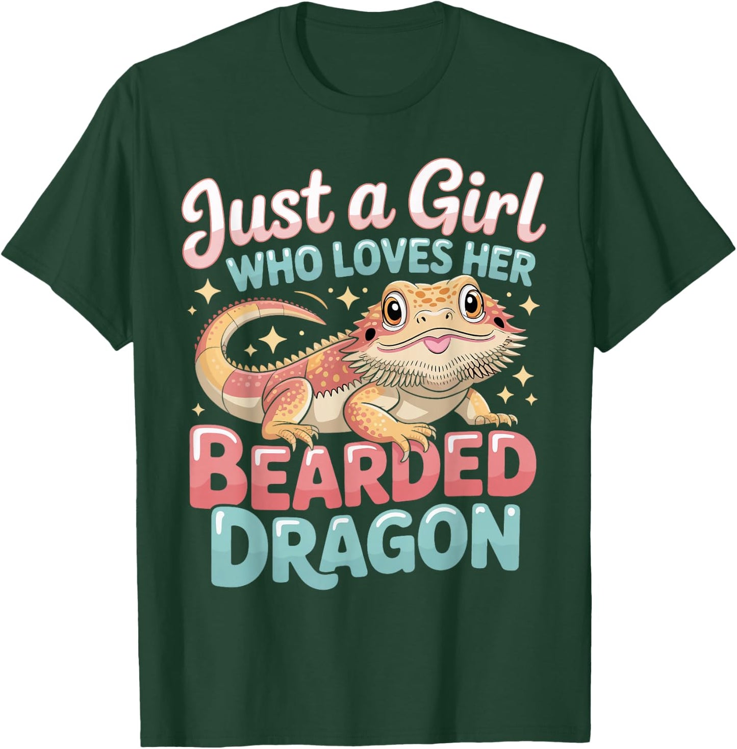 Just a Girl Who Loves Her Bearded Dragon Gifts Girls Women T-Shirt - T-Shirt | Forest