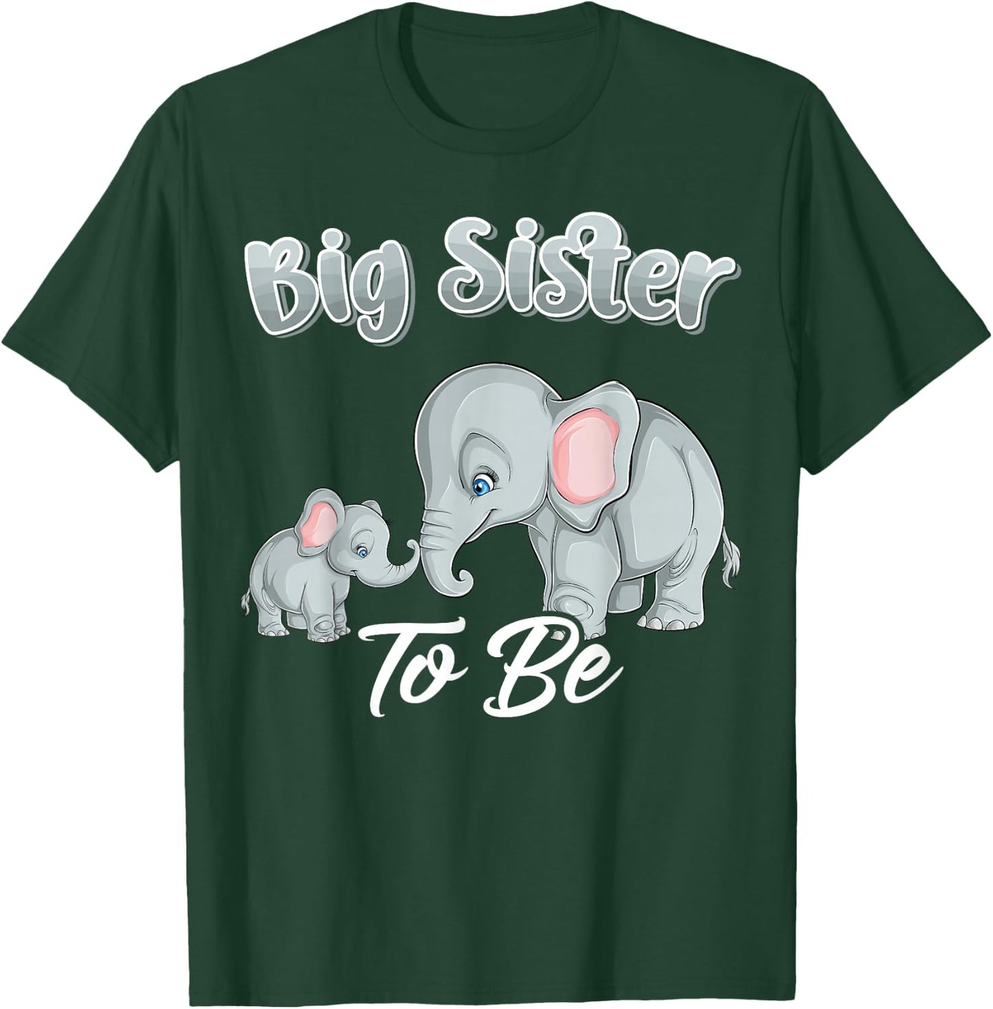 Soon Big Sister To Be Elephants Baby Shower Gender Reveal T-Shirt - T-Shirt | Forest