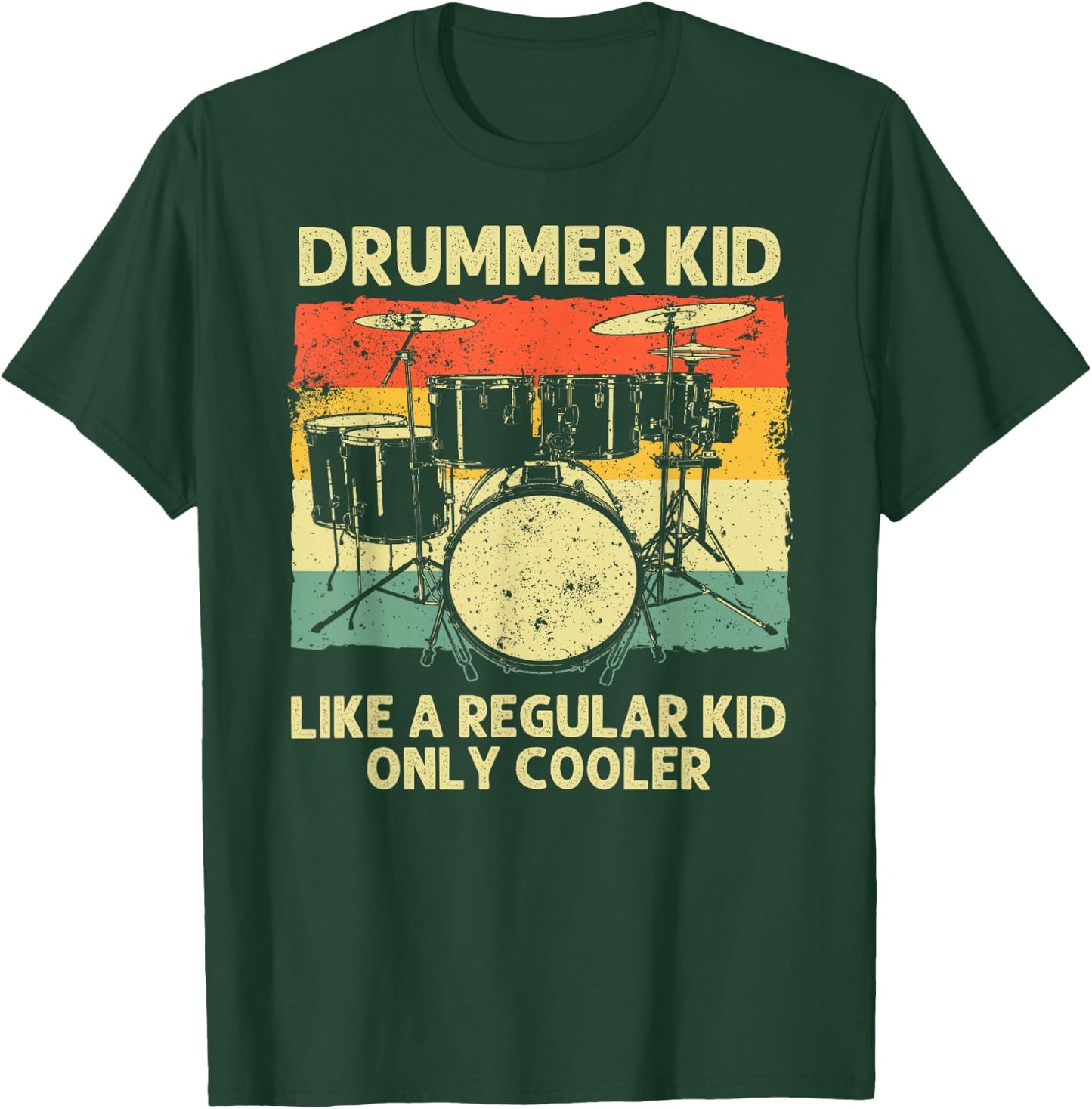 Drumming Art For Boys Girls Kids Drumline Drum Set Drummer T-Shirt - T-Shirt | Forest