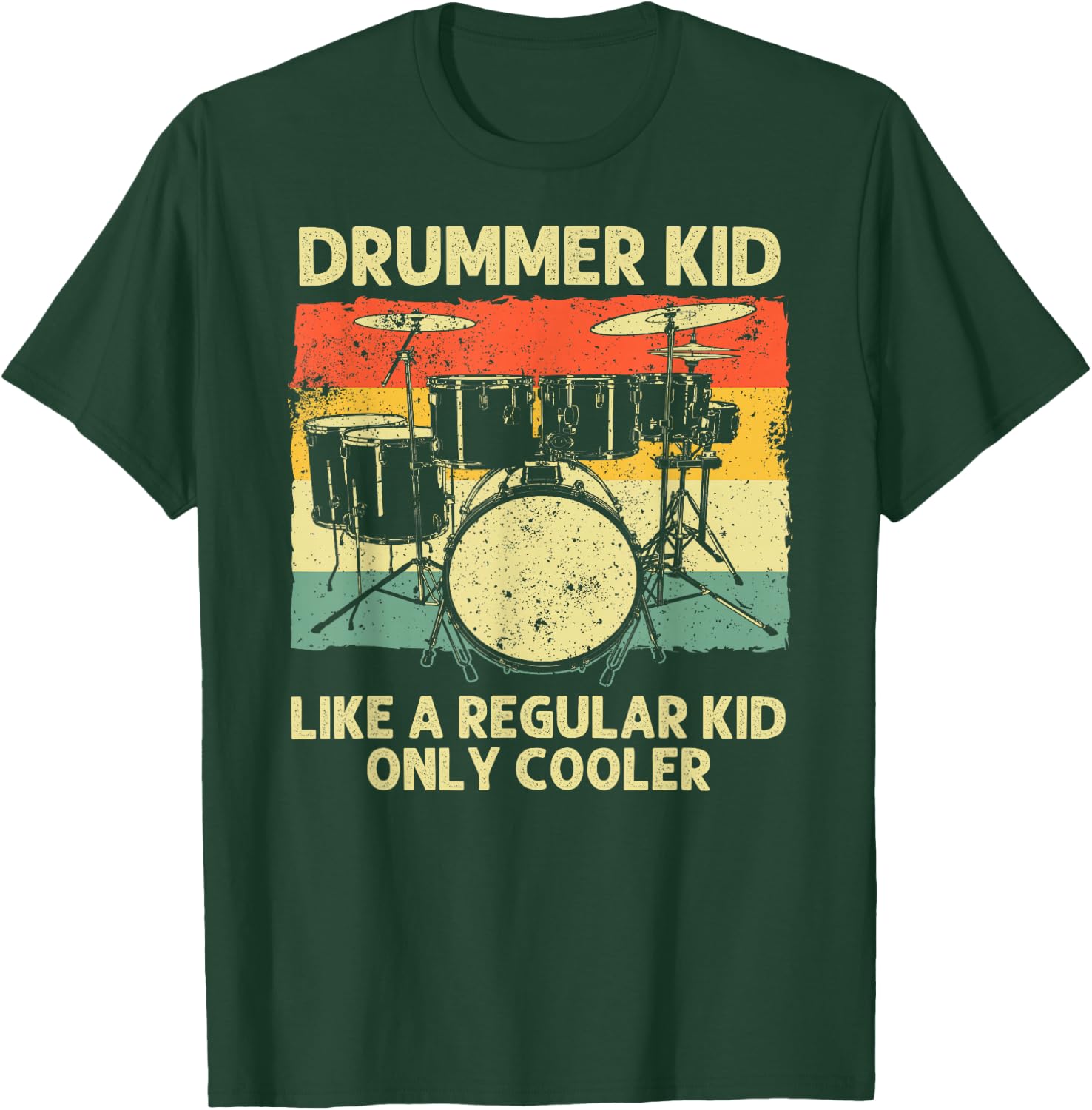 Drumming Art For Boys Girls Kids Drumline Drum Set Drummer T-Shirt - T-Shirt | Forest