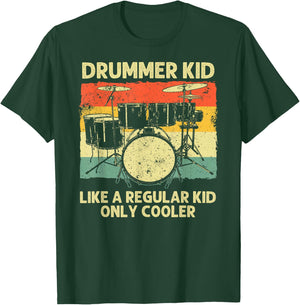 Drumming Art For Boys Girls Kids Drumline Drum Set Drummer T-Shirt - T-Shirt | Forest