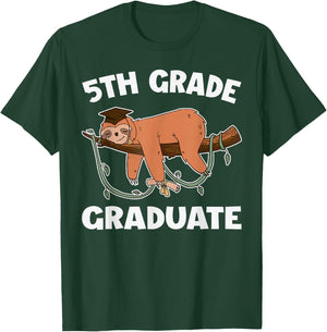 5th Grade Graduate Sloth Graduation Cap Sleeping T-Shirt - T-Shirt | Forest