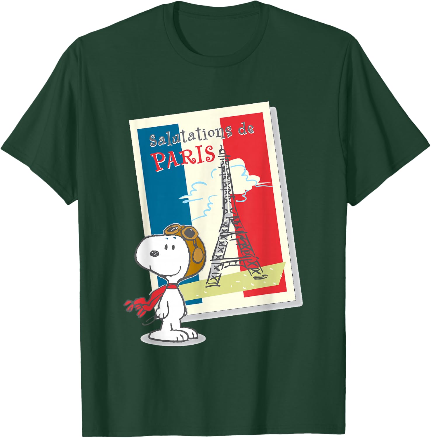 Peanuts Snoopy in Paris , Black, S T-Shirt - T-Shirt | Forest