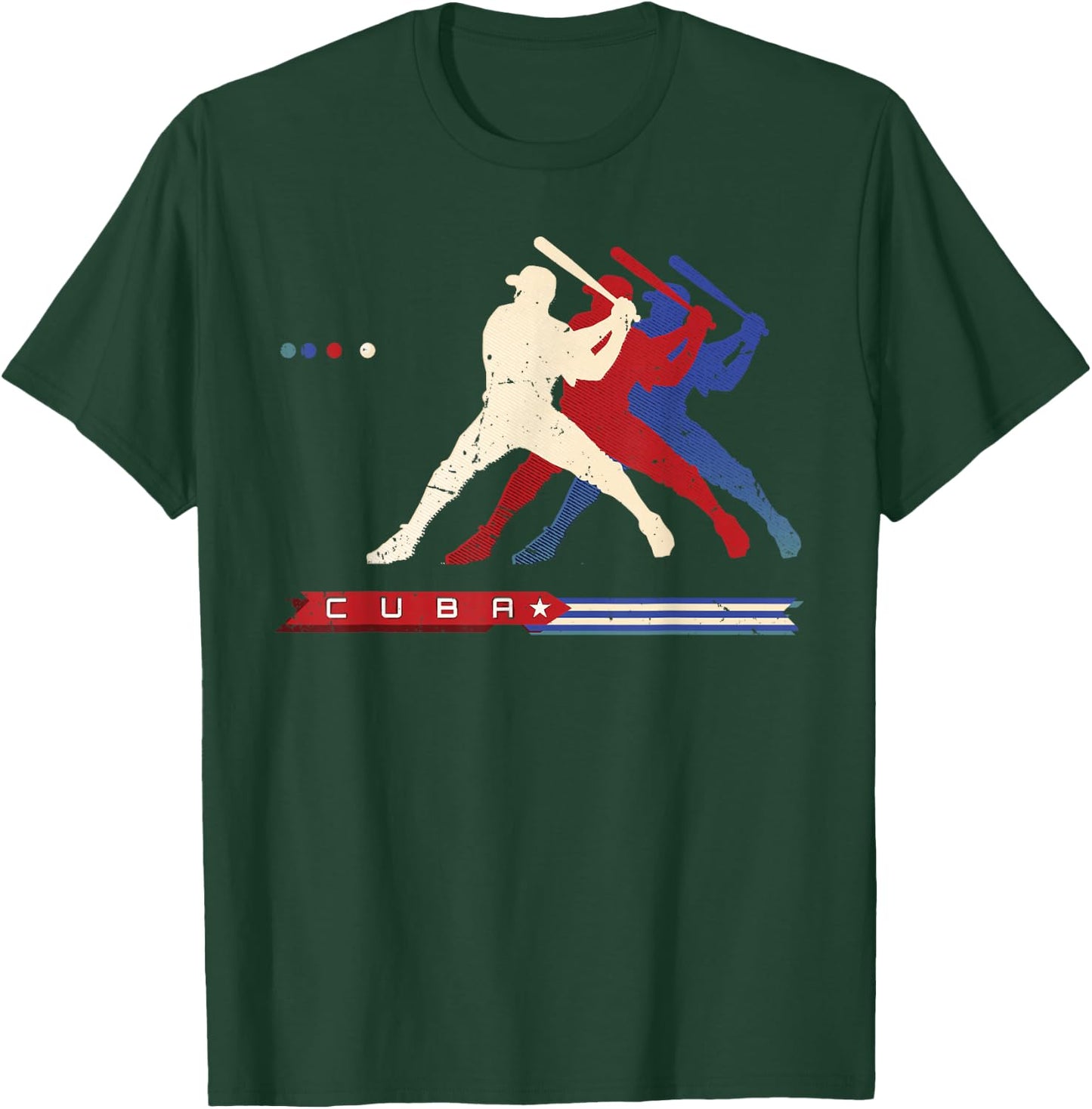 Cuba Baseball Shirt Cuban Flag Patriotic Heritage Month T-Shirt - T-Shirt | Forest