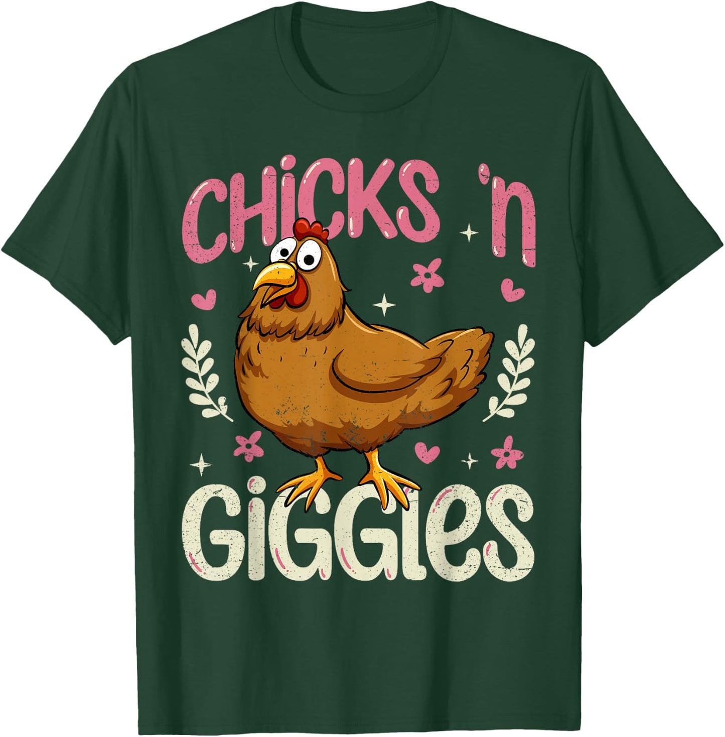 Chicks 'n Giggles Funny Chicken T-Shirt - T-Shirt | Forest