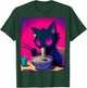 Void Black Cat Eating Ramen Anime Cat Gifts Men Women Kids T-Shirt - T-Shirt | Forest