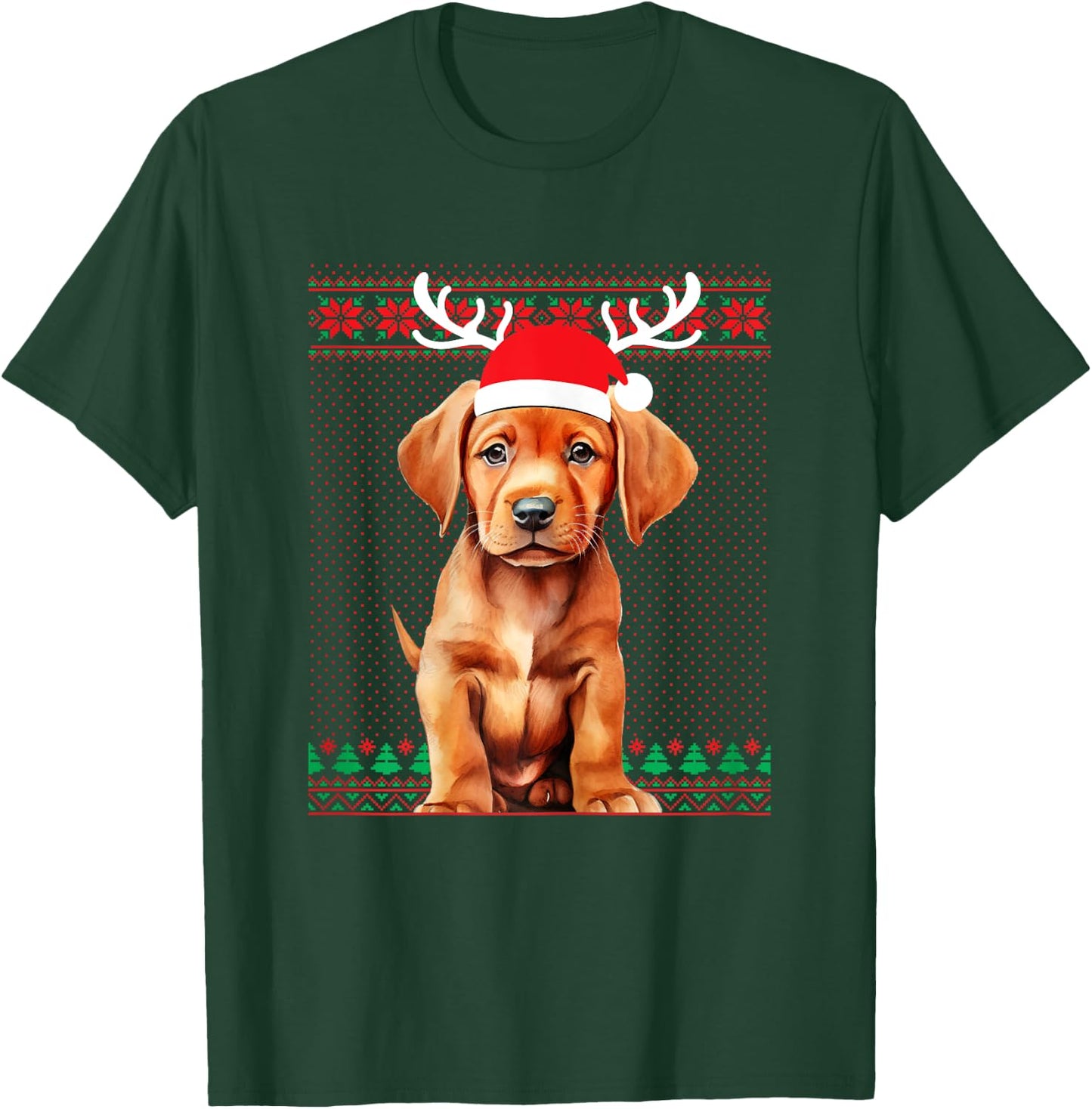 Fox Red Lab Christmas Santa Reindeer Labrador Retriever T-Shirt - T-Shirt | Forest