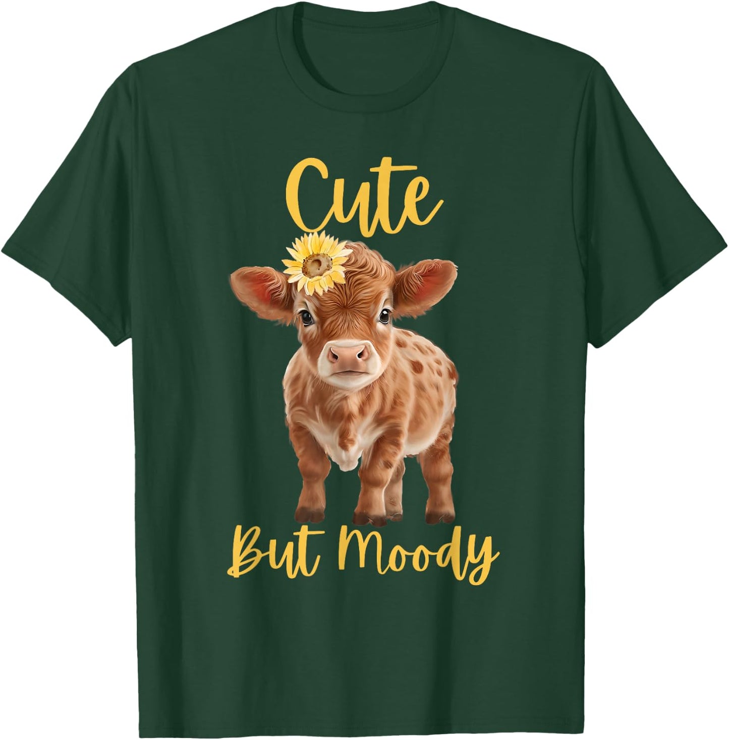 Cute Cow-Moody Cow Lovers Farm Cowgirl Baby Cow an Sunflower T-Shirt - T-Shirt | Forest