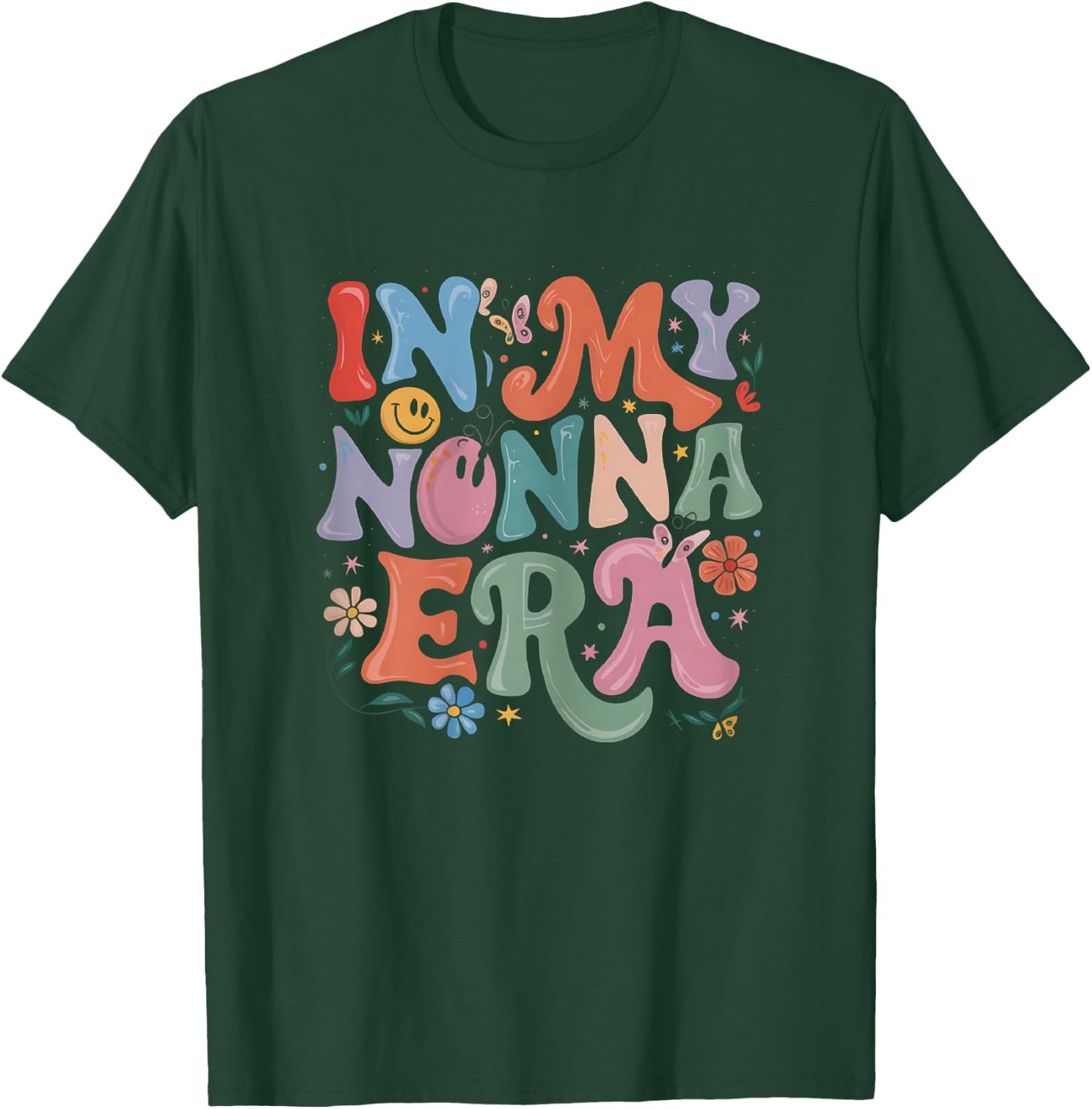 In My Nonna Era Retro Groovy Mothers Day Nonna Butterfly T-Shirt - T-Shirt | Forest
