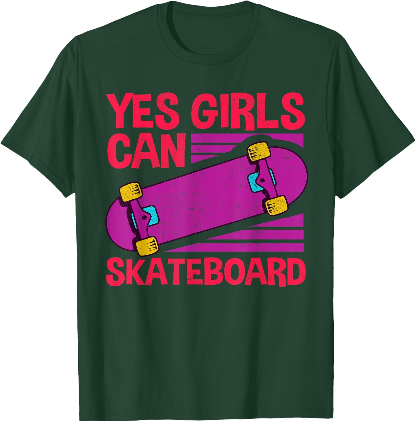 Funny Girls Skateboard Gift Kids Cool Skateboarder Skate T-Shirt - T-Shirt | Forest
