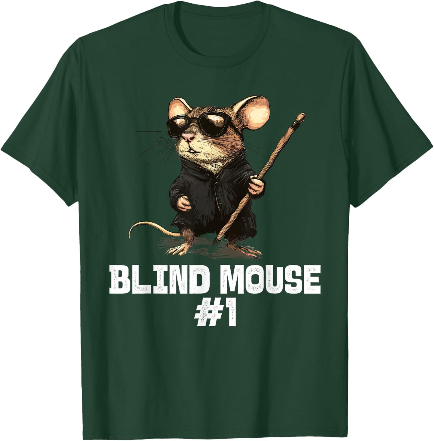 Blind Mouse #1 Cool Mouse Illustration T-Shirt - T-Shirt | Forest