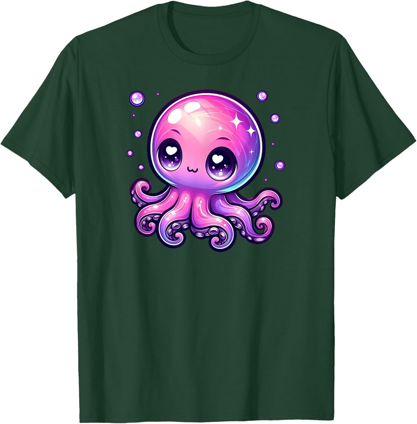 Cute Kawaii Octopus Anime Pink Purple Blue Ocean Sea Fun T-Shirt - T-Shirt | Forest