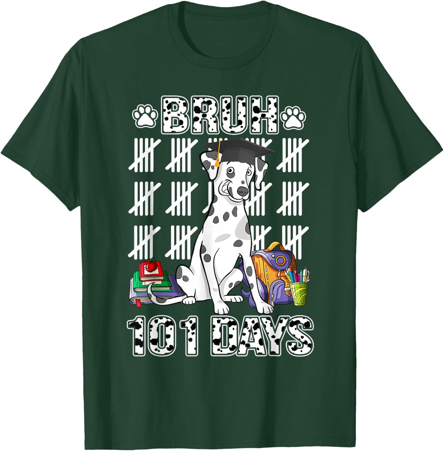Bruh 100 Days Of School Dalmatian Dog Dabbing 100th Day Boys T-Shirt - T-Shirt | Forest