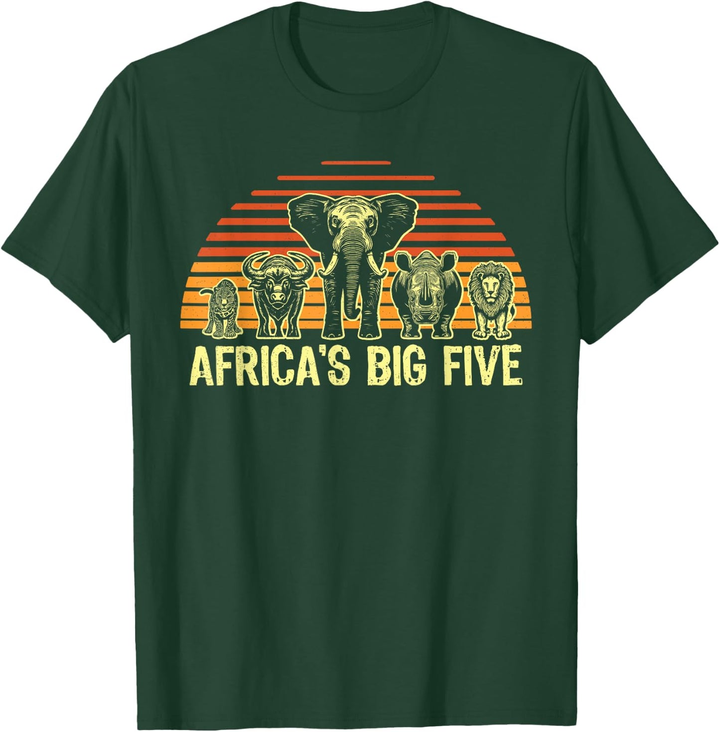 Big Five African Animals Elephant Rhino Buffalo Lion Leopard T-Shirt - T-Shirt | Forest