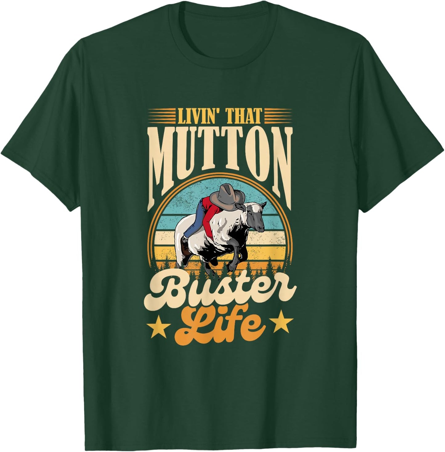 Mutton Busting Youth Rodeo Sheep Riding Kids Mutton Buster T-Shirt - T-Shirt | Forest