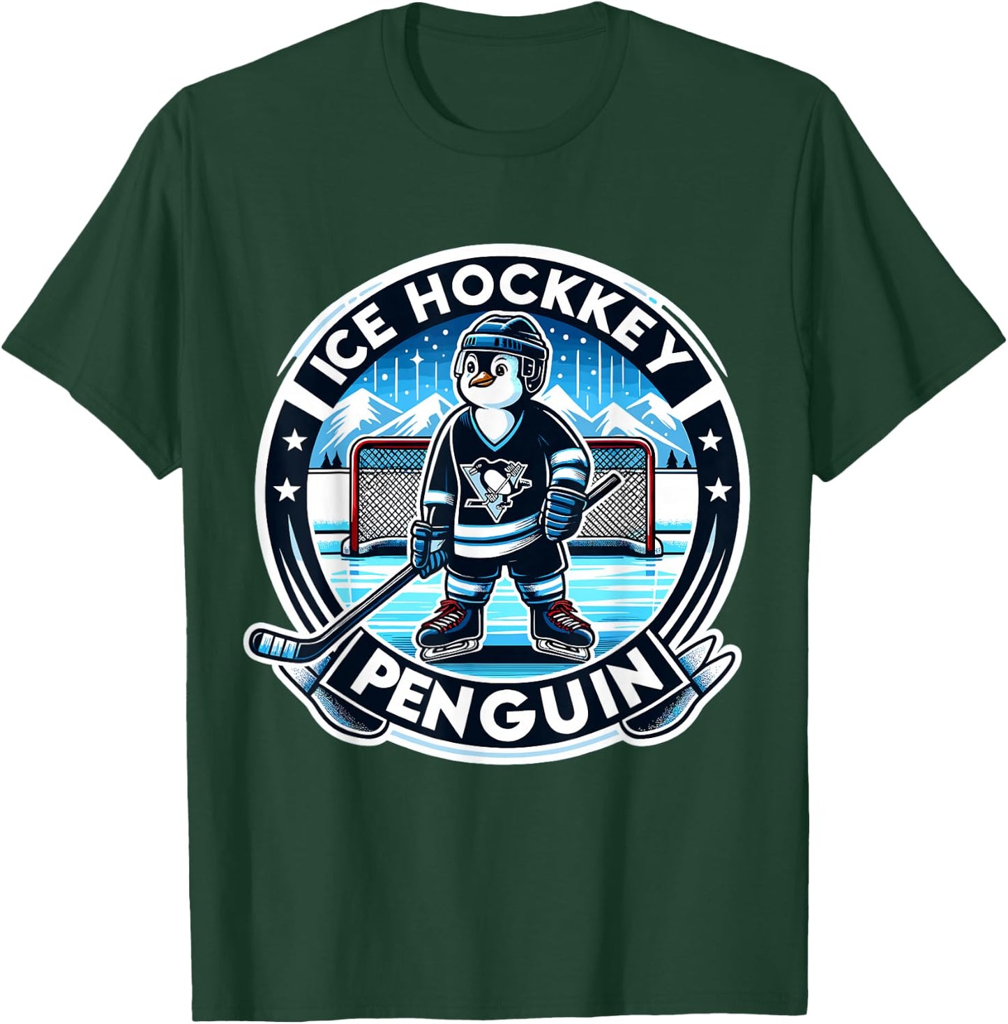 Funny Penguin design for kids, men and women Black Penguin Ice Hockey Small T-Shirt - T-Shirt | Forest