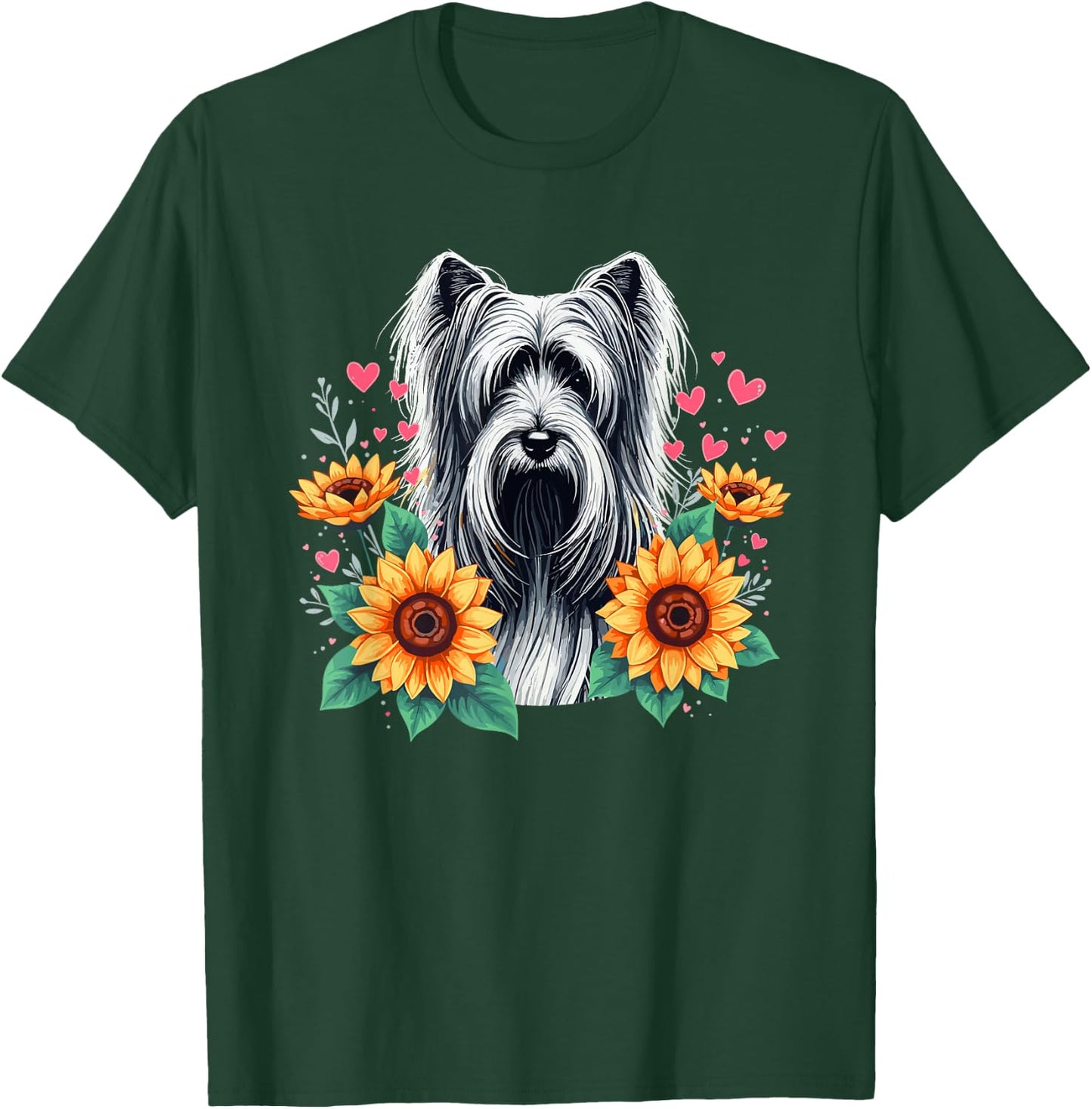 Sunflowers Skye Terrier Terriers T-Shirt - T-Shirt | Forest
