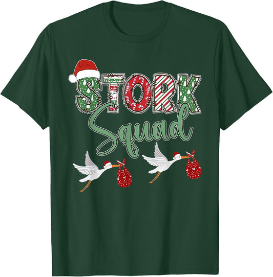 Labor And Delivery Nurse Stork Squad Christmas Obstetrics T-Shirt - T-Shirt | Forest