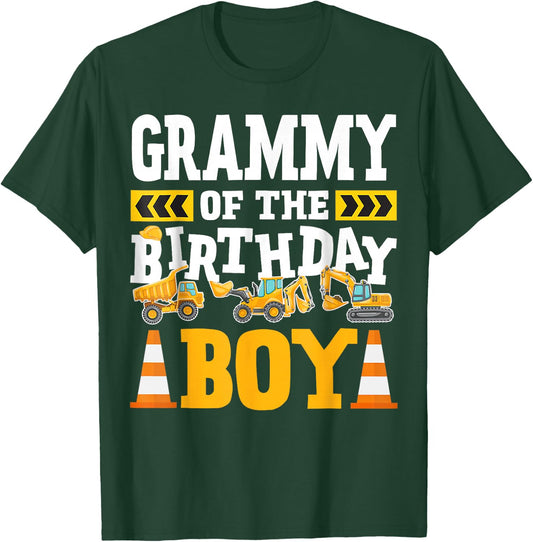 Grammy of The Birthday Boy Excavator Construction Truck T-Shirt - T-Shirt | Forest