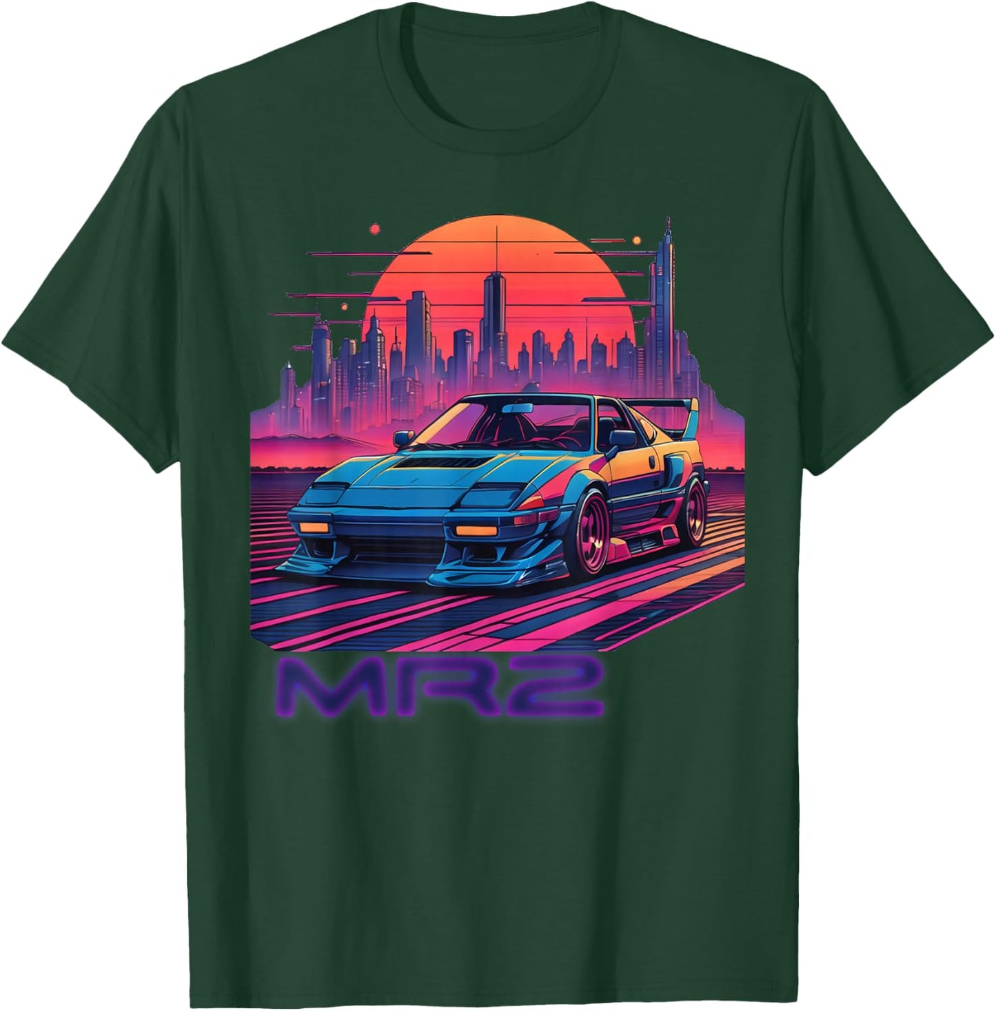 Neon Dreams: 90er Jahre Japanischer Sportwagen MR2 in Cyberpunk City T-Shirt - T-Shirt | Forest
