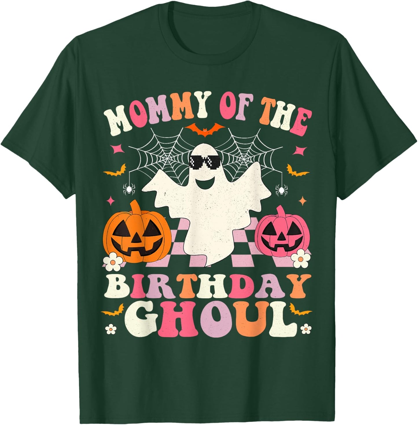 Mommy Of The Birthday Ghoul Groovy Halloween Ghost Spooky T-Shirt - T-Shirt | Forest