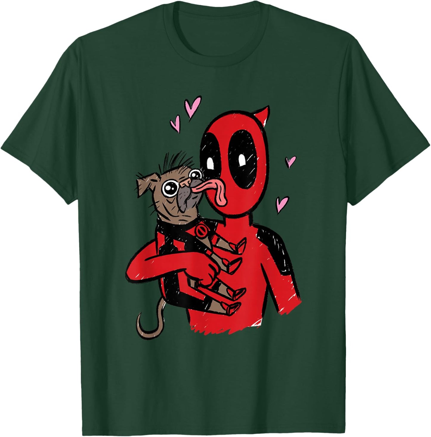 Marvel Deadpool & Wolverine Dogpool Doggy Kisses Doodle T-Shirt - T-Shirt | Forest