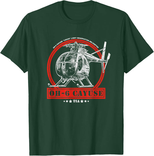 OH-6 "Loach" Cayuse Helicopter T-Shirt - T-Shirt | Forest