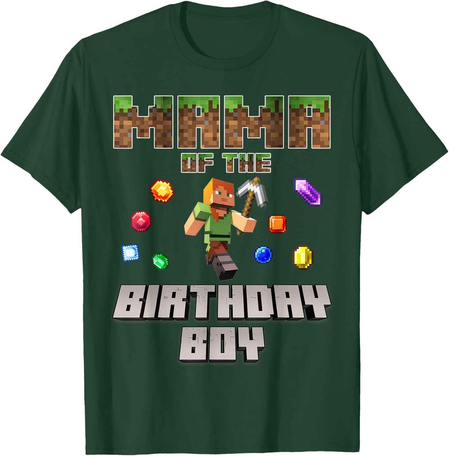 Mama Of The Birthday Boy Video Gamer Pixel Number T-Shirt - T-Shirt | Forest