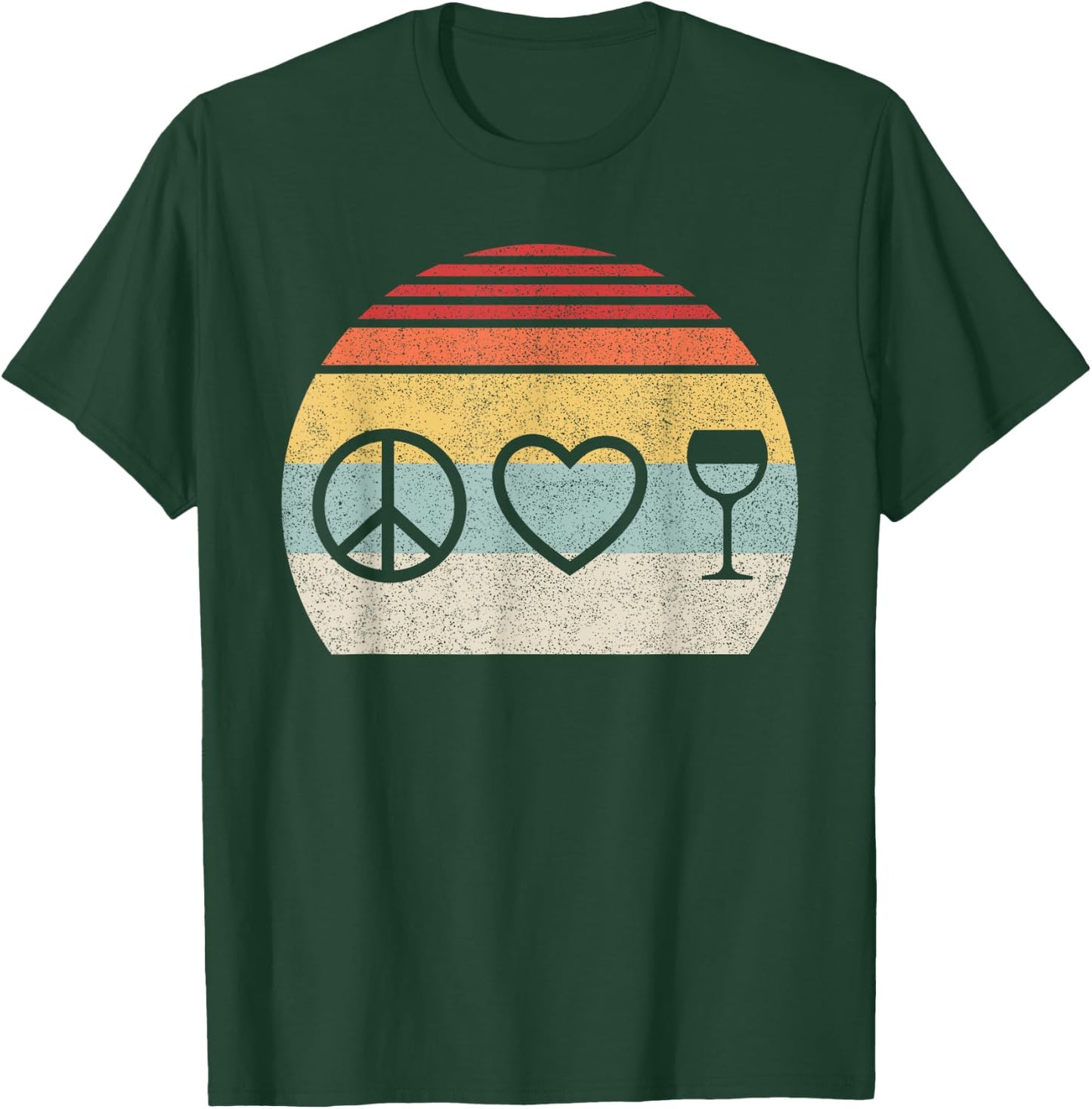 Vintage Retro Peace Love Wine T-Shirt - T-Shirt | Forest