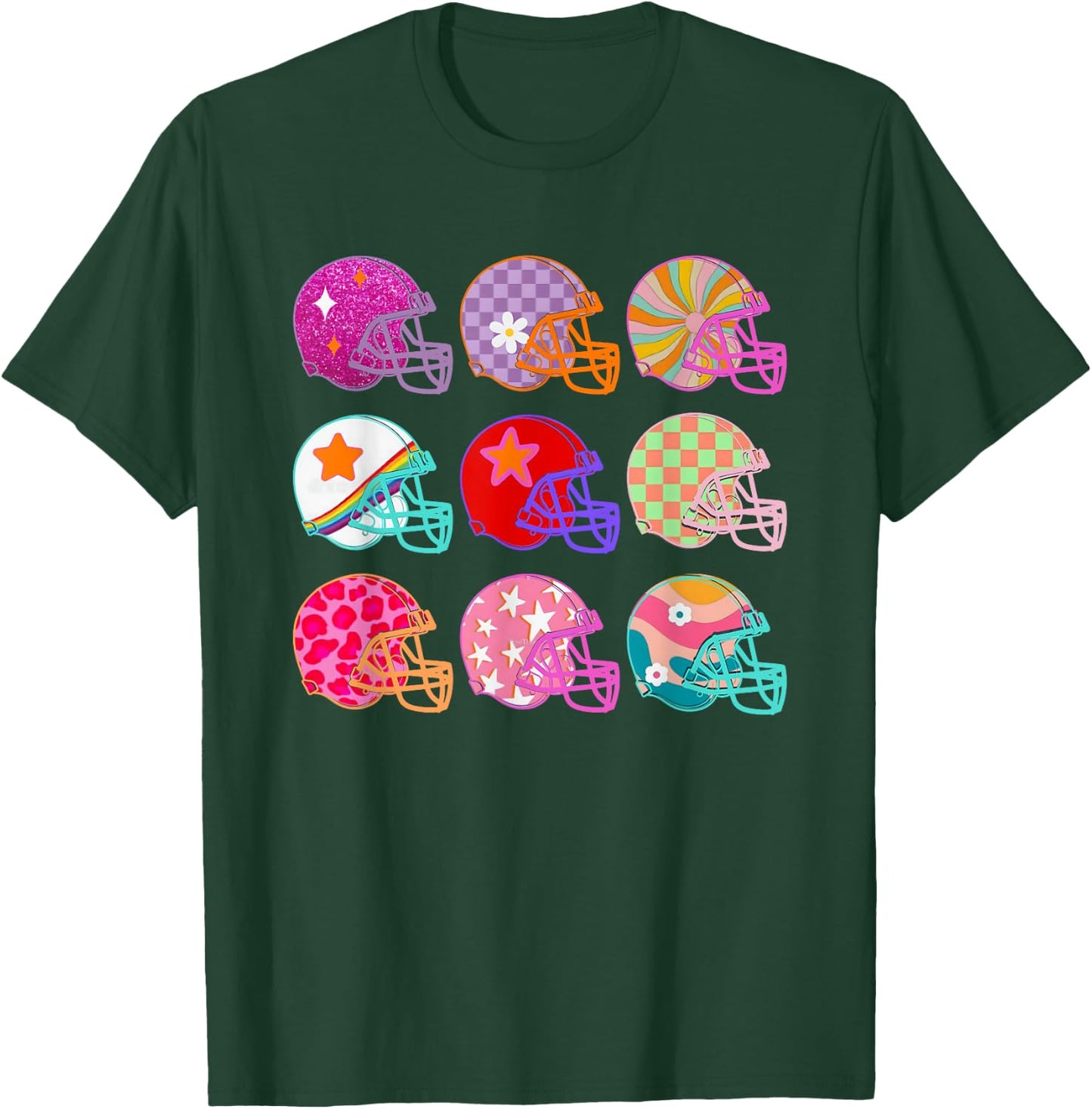 Football Hat Colorful Football For Football Players T-Shirt - T-Shirt | Forest