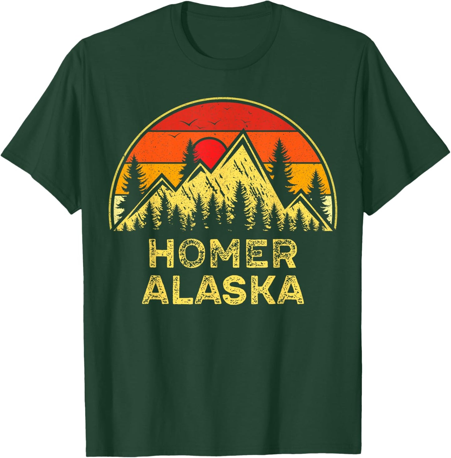 Vintage Homer Alaska AK Mountains Outdoor Hiking Souvenir T-Shirt - T-Shirt | Forest