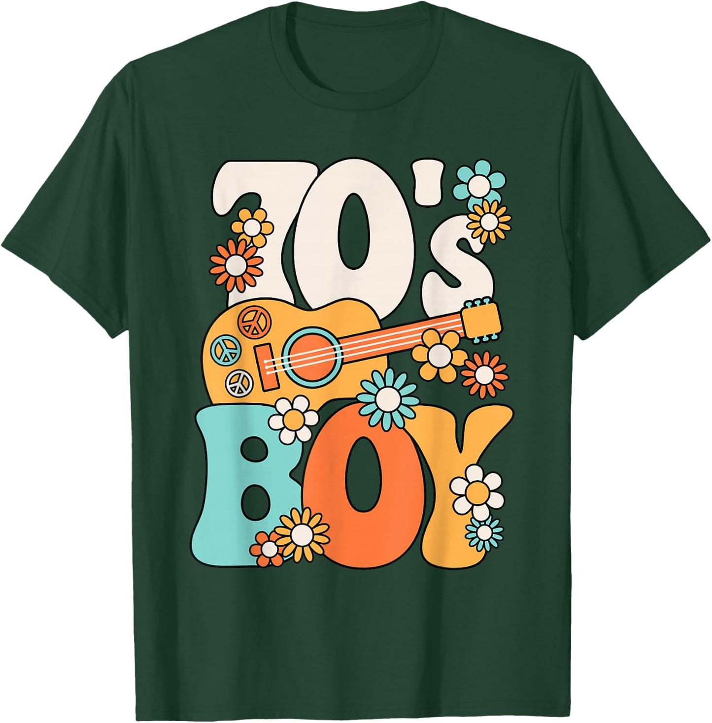 Boys Retro 70s Hippie Costume , Black, S T-Shirt - T-Shirt | Forest