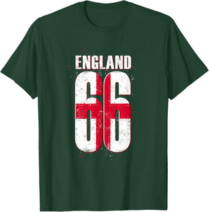 Vintage England 66 Flag Proud English Fan Retro Memorabilia T-Shirt - T-Shirt | Forest