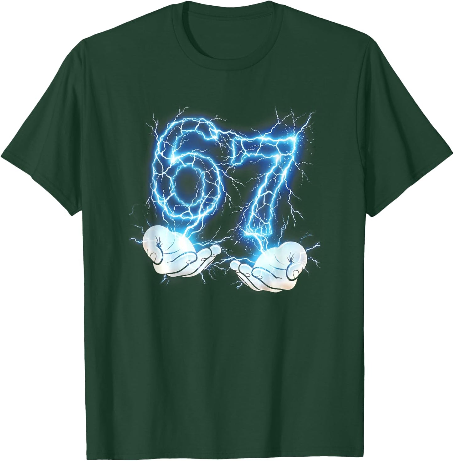 Funny Girls Boys 6 7 Lightening Meme Six Seven 67 Hands T-Shirt - T-Shirt | Forest