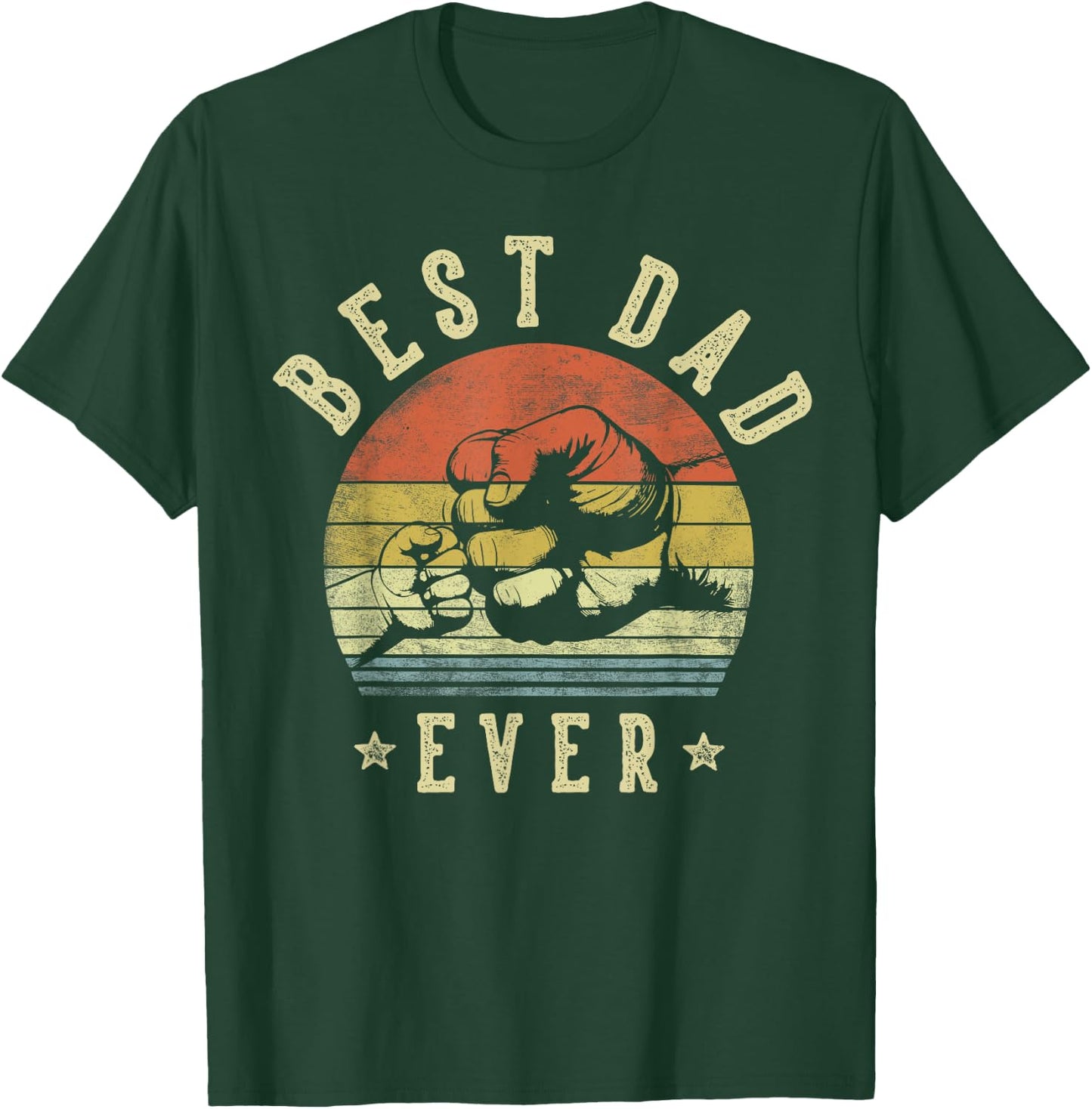 Best Dad Ever - Retro Fist Bump Vintage Design Dad T-Shirt - T-Shirt | Forest