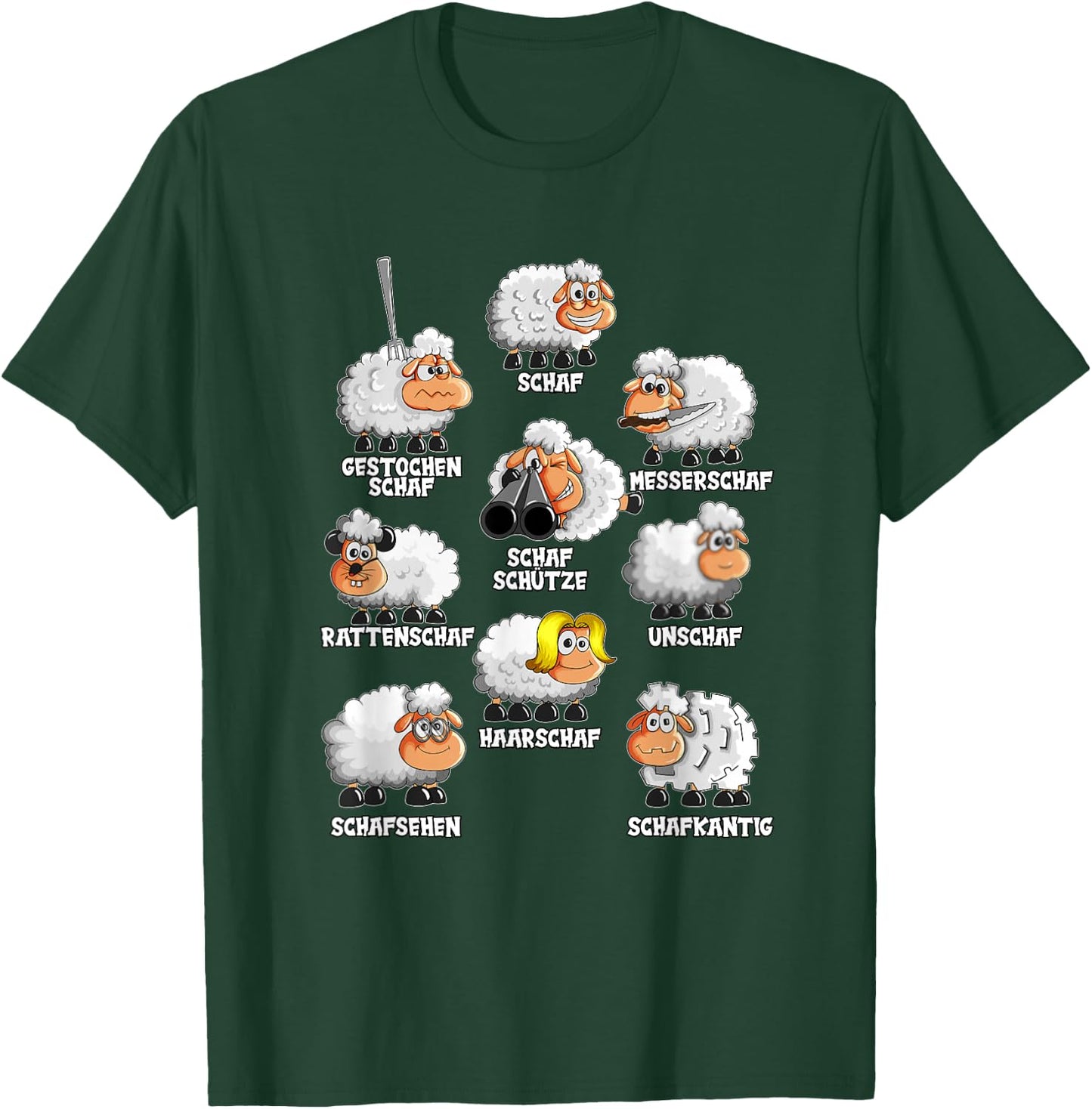 Funny Sheep Knife Sheep Rat Sheep , black, s T-Shirt - T-Shirt | Forest