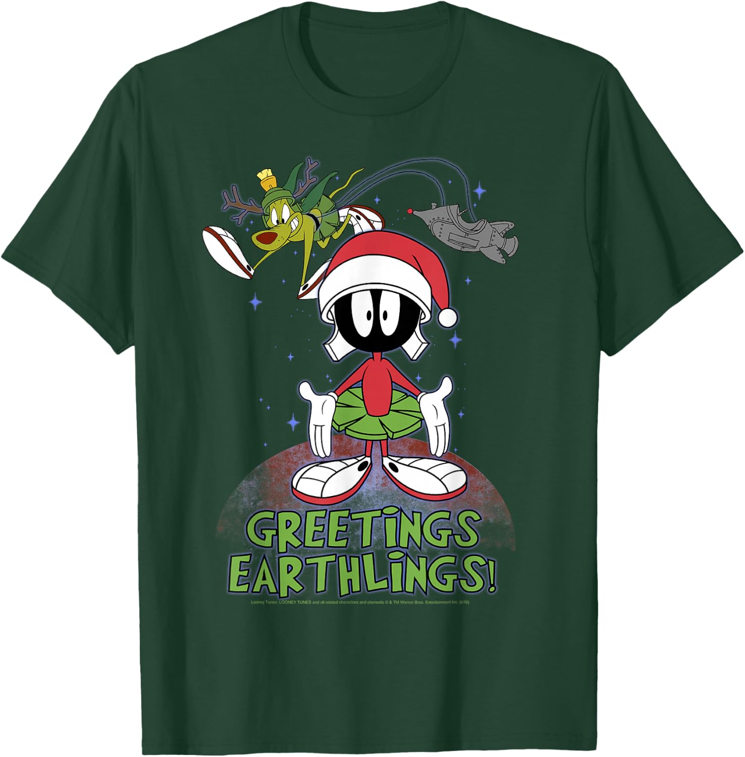 Looney Tunes Christmas Marvin Greetings Earthlings T-Shirt - T-Shirt | Forest