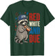 Red White and Due 4th of July Pregnancy Announcement Raccoon T-Shirt - T-Shirt | Forest