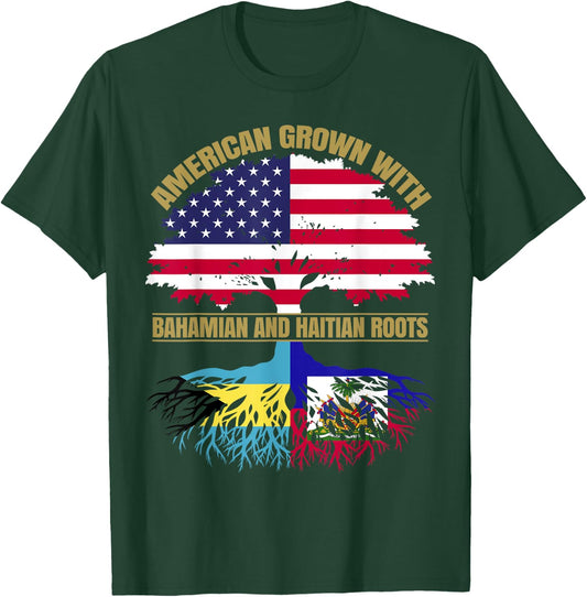 Heritage American Grown with Bahamian Haitian Roots T-Shirt - T-Shirt | Forest