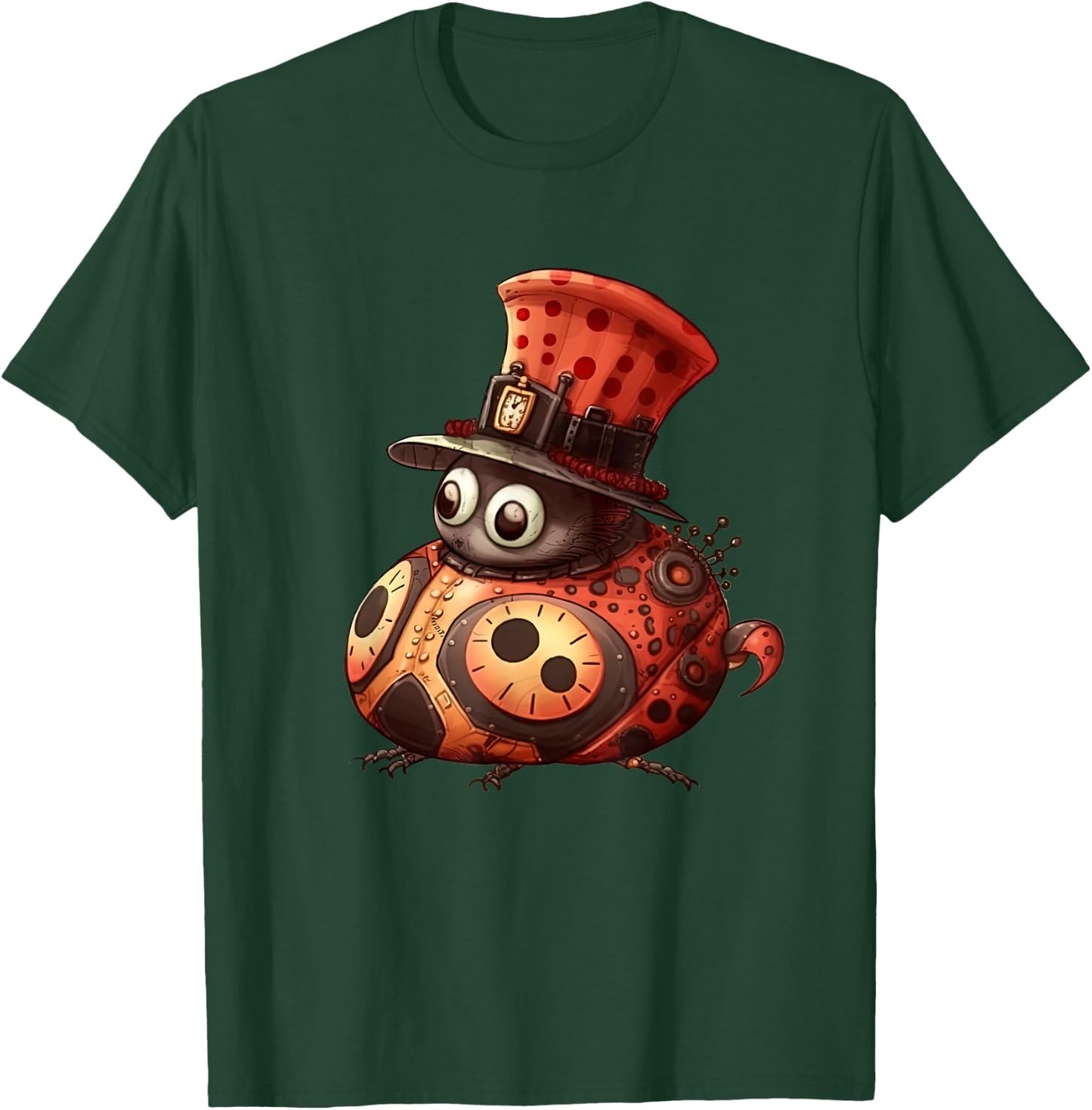 Ladybug in steampunk mechanical gear, vibrant Ladybug T-Shirt - T-Shirt | Forest