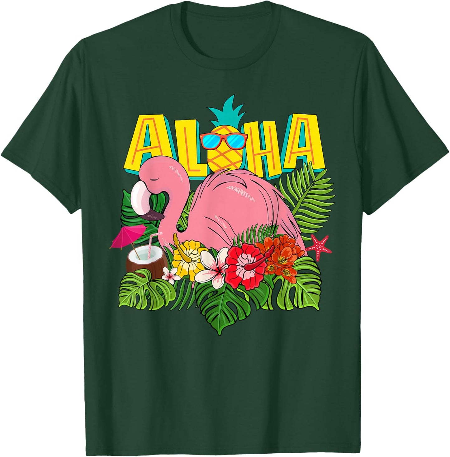 Aloha Hawaiian-Shirt Kids Girl Women Flamingo Hawaii T-Shirt - T-Shirt | Forest
