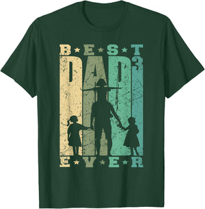 Papa von drei Mädchen Vatertag Retro Vater mit 3 Töchtern T-Shirt - T-Shirt | Forest